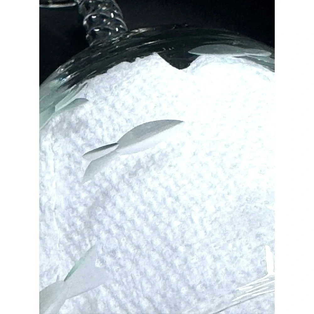 Etched Wine Glass Set Of 2, Cut Out Fish, Signed, RAB 2016, White‎ Wine,